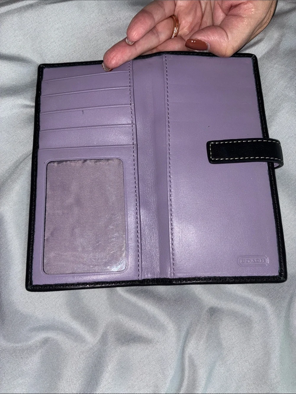 Coach Black Leather Card & Key Holder with Snap Strap
